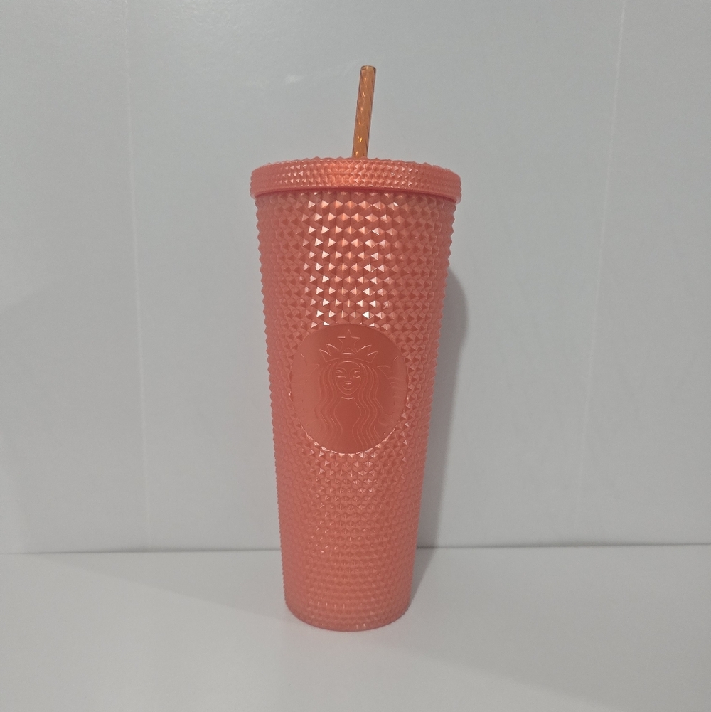 Starbucks Fall 2021 Pearlized Orange Studded Tumbler Cold Cup Venti.